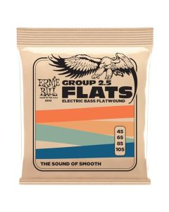 Ernie Ball Flatwound - Cuerdas para bajo eléctrico, grupo 2.5, entorchado plano, calibre 45-105