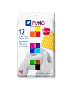 STAEDTLER Fimo - Pasta blanda para modelar en horno en colores básicos, suave y flexible, especial para principiantes y artistas aficionados, 12 bloques de 25 g en surtidos, 8023 C12-1