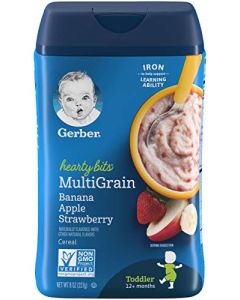 Gerber Baby Cereal Hearty Bits Multigrain Cereal Banana Apple Strawberry, 8 Ounce