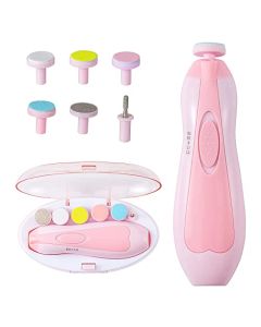 AXIDUN-Lima de uñas bebe, Cortaúñas para bebe eléctrico, Pulidor de uñas para bebés, Luz LED, Cortaúñas Versátiles，Lima de uñas para el cuidado del bebé (Rosa)