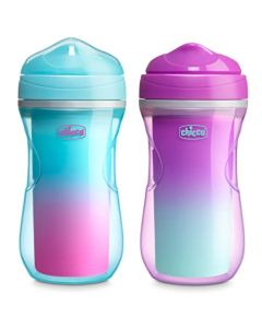 Chicco - Taza para beber con aislamiento de doble pared de 9 onzas con boquilla de borde a prueba de mordidas y tapa sin derrames, apto para lavaplatos, fácil de sostener, indentaciones ergonómicas,