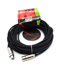 Rapcohorizon Cable para Micrófono SM1-50 15 mts, Conectores XLR Macho-Hembra Switchcraft, Cable Calibre 24, Color Negro Mate