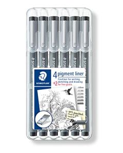 Staedtler - Juego de 6 delineadores Pigment Liner Bonus Sketch por el precio normal de 4 (2 gratis), 308SB6P