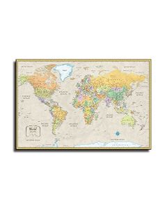 FINDEMO Rand McNally Classic Edition - Mapa de pared del mundo completamente actualizado, pintura decorativa en lienzo para sala de estar, póster de dormitorio, 40 x 60 cm