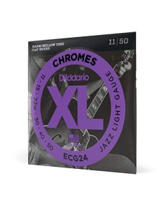 D'Addario ECG24 XL Chromes Jazz Light (.011-.050) Electric Guitar Strings, Color Plateado