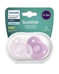 Philips Avent SCF099/22, Paquete de 2 Chupetes, 0-3 meses - Rosa claro/Rosa frambuesa