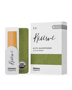 D'Addario Orgánico Reserve Alto Cañas para Saxofón - La Primera y única Caña Ecológica - 3.0 Fuerza, 10 Paquete