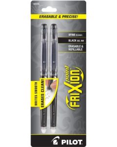 Pilot 31576 Frixion Point, Bolígrafo, Tinta Borrable Negra, Punto Extra Fino (0.5 Mm.), Usa Repuestos, Blíster 2 Piezas (31576),,