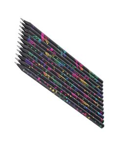 Lápiz HB de Madera Negra con Incrustaciones de Diamantes de Imitación, Madera Preafilada, Ideal para Dibujar, Escribir, Escuela, Suministros de Oficina, 12 Uds.