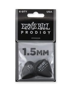 Ernie Ball Prodigy - Púas para guitarra, 1,5 mm, estándar, 6 unidades, color negro