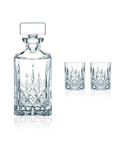 Nachtmann Noblesse Decantador y vaso de whisky, juego de 3, transparente, 10.5 onzas