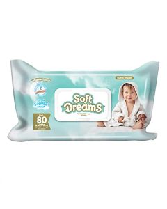 Soft Dreams Toallitas Húmedas para Bebé Hipoalergénicas con Aroma Relajante, Paquete con 80 toallitas húmedas