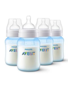 Philips Avent Biberón Anti-colic│con válvula anticólicos│Azul│9 oz/260 ml│1 m+│4 pzs│SCY121/20