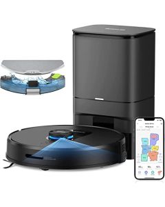 360 Botslab S8 Plus Robot Aspiradora y trapeador, con Base de Autovaciado, 3 en 1, 2700Pa, Navegación LiDAR, Detección de Alfombras, Mapeo Multisuelo, Google/Alexa, para Animales/Cabello