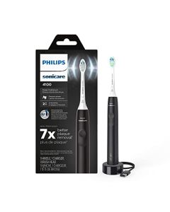 PHILIPS - Cepillo de dientes eléctrico Sonicare 4100, cepillo de dientes eléctrico recargable con sensor de presión, negro HX3681/24
