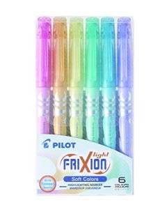 Pilot FriXion Light, Marcatextos borrables, estuche de 6 piezas colores pastel, 19142