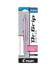 PILOT Dr. Grip 36273 - Bolígrafo de tinta de gel recargable y retráctil, punta fina, barril de malva metálico, tinta negra, bolígrafo único (36273)