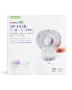 Munchkin Bolsas de repuesto para cubos de pañales con cierre UV, capacidad para 600 pañales, 20 unidades