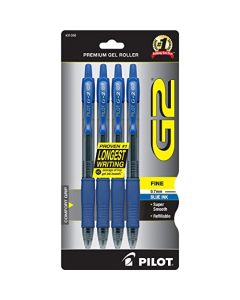 Pilot G2 Premium Gel Ink Roller Ball - Bolígrafo, Azul, paquete de 4 piezas