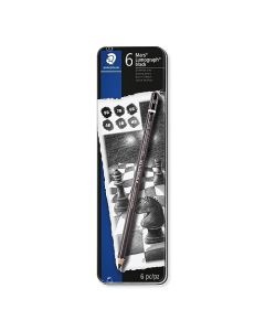 Staedtler Mars Lumograph negro, mezcla de carbono proporciona líneas negras azabaches, lápices artísticos profesionales, lata de 8 lápices de boceto surtidos, 100B G6