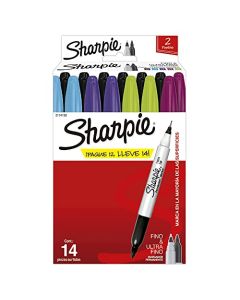 Marcadores Permanentes Doble Punta Sharpie pague 12 lleve 14 piezas color Negro Punto Fino y Punto Ultra Fino,2174192