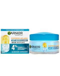 Garnier Express Aclara Crema Hidratante Matificante Anti-imperfecciones, controla oleosidad e hidrata con Vitamina C, Acido salicílico y Niacinamida, 50g