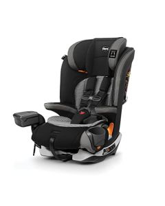 Chicco MyFit Arnés 2 en 1 con cierre + asiento de coche elevador para niños pequeños y grandes, arnés de 5 puntos, refuerzo de posicionamiento de cinturón, telas de cierre y lavado, transpirabilidad 3D AirMesh Collection, color negro