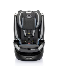 Evenflo Revolve360 - Asiento giratorio delgado 2 en 1 con tapa de limpieza rápida (azul estriado)