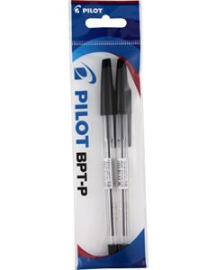 Pilot 10650 Bolígrafo, Tinta Aceite, Punto Fino 0.7 mm, Bolsita de 2 Piezas, color Negro
