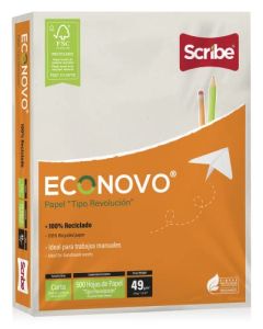 Scribe Econovo FSC® Papel Tipo Revolución Carta Paquete de 500 Hojas 49g. 100% Reciclado ideal para trabajos manuales.