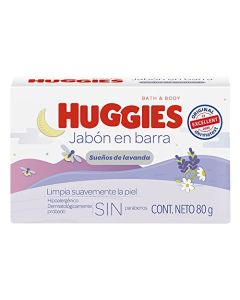 Huggies Sueños de Lavanda, Jabón en Barra para Bebé con Lavanda y Caléndula, Hipoalergénico, 1 Pieza de 80 gr