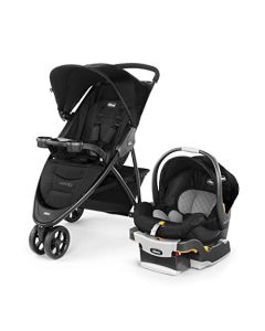 Chicco Viaro Sistema de viaje de plegado rápido, incluye asiento y base de coche para bebés, carriola y asiento de coche, equipo de viaje para bebé, negro/negro