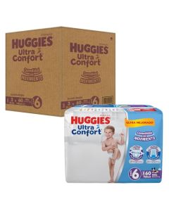 Huggies Ultra Confort Pañal Desechable para Bebé, Etapa 6, Niño, Caja con 180 Piezas, Ideal para niños de más de 13.5 kg