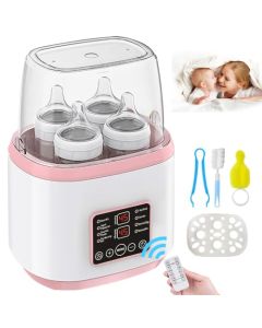 JESWO Calentador de Biberones con Control Remoto, Esterilizador de Biberones Multifuncional 9 en 1, Calienta Biberones para 4 Biberones, Calentador de Mamilas Modo Constante de 24H, Sin BPA