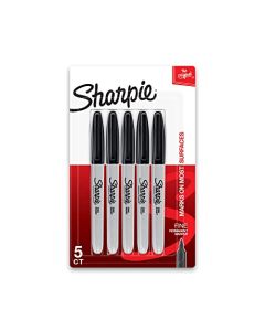 Sharpie – Juego de rotuladores permanentes, Negro, 5 unidades