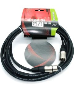 RapcoHorizon Cable para Micrófono RM1-3.28 1 mts, Conectores XLR Macho-Hembra Rean, Cable Calibre 24, Color Negro Mate
