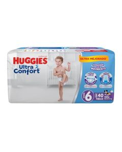 Huggies UltraConfort Pañal Desechable para Bebé, Etapa 6 Niño, Paquete con 40 Piezas, Ideal para niños de más de 13.5 kg