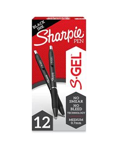 Sharpie S-Gel, bolígrafos de gel, punta media (0,7 mm), bolígrafo de gel de tinta negra, 12 unidades