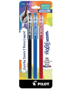 Pilot Bolígrafos borrables Frixion Color Sticks, colores surtidos, blister con 2 piezas más una de regalo (3 piezas), punto fino (0.7 mm.), 19150