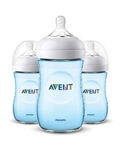 Philips Avent Botellas naturales de 255 ml, paquete de 3, azul