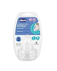 Chicco 0+, Tetina Para Perfect5 4 Flujo Rápido 2 Piezas Unisex Baby, Transparente, Unidad Paquete De 1