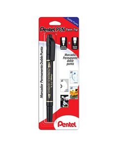 Marcador Permanente Pentel Doble Punto Blister Pack con 01 Pieza Color Negro-N65WBP-A