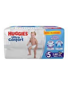 Huggies UltraConfort Pañal Desechable para Bebé, Etapa 5 Niño, Paquete con 40 Piezas, Ideal para niños de 11 a 14.5 kg