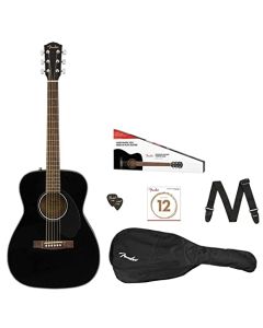 Fender CC-60s Concert V2 Pack Guitarra acústica, con 2 años de garantía, negro, con bolsa de concierto y accesorios