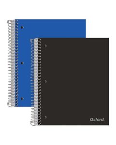 Oxford - Cuadernos de polietileno de 5 tubos, 22,86 x 27,94 cm, regla universitaria, fundas de colores surtidos, 200 hojas, 5 bolsillos separadores de polietileno, 2 paquetes (10388)