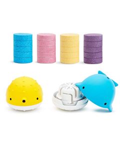 Munchkin® Color Buddies™ - Tabletas hidratantes para el baño y 2 dispensadores de juguetes, 20 tabletas