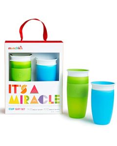 Munchkin It's a Miracle! Set de regalo, incluye 10 oz y 14 oz Miracle 360 tazas, azul/verde