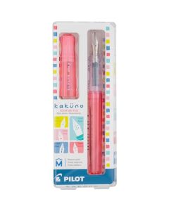 PILOT Pluma Fuente Kakuno, barril color coral traslúcido, punto mediano, estuche con una pieza