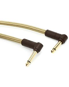 Fender Deluxe Series - Cable para instrumentos de 1 ángulo de pie, tweed