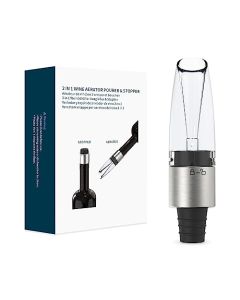 KITCHENDAO 2 en 1 aireador de vino y tapón, dispensador de boquilla de aire de vino de alta calidad, sin goteo ni derrames, sin BPA, mejora el sabor y el ramo al instante, apto para lavaplatos, negro